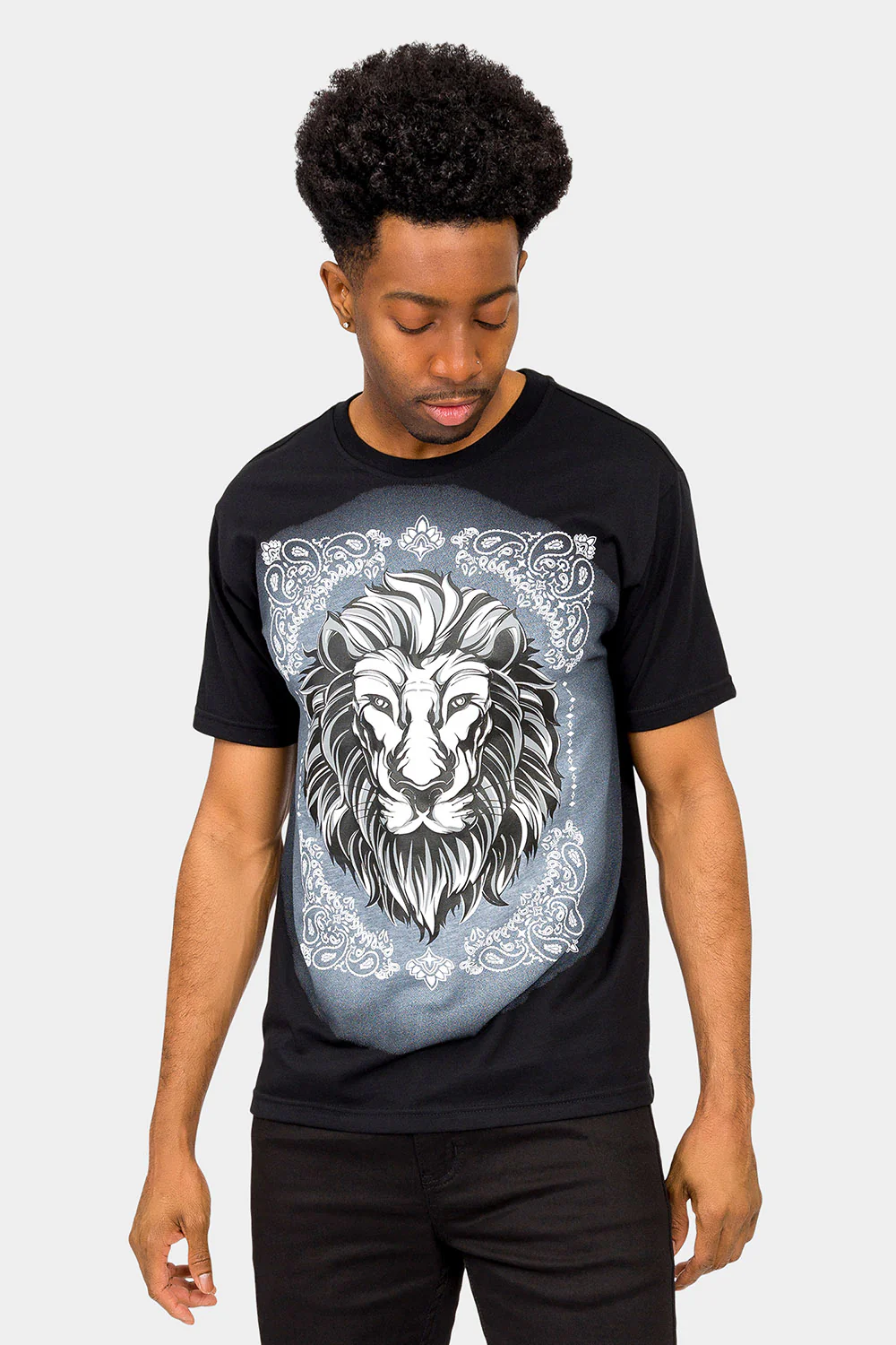 Paisley Print Embossed Lion T-Shirt - Image 11