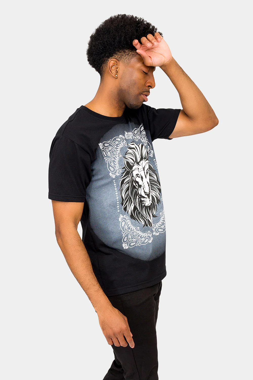 Paisley Print Embossed Lion T-Shirt - Image 14