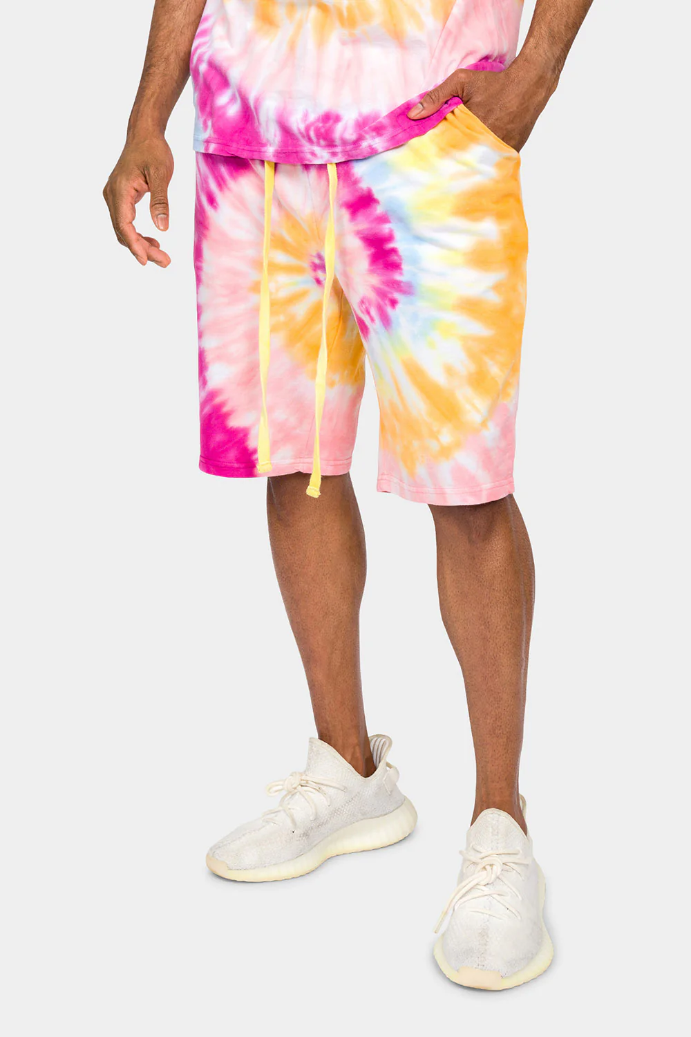 Pastel Contrast Swirl Tie Dye Cotton Shirt Shorts Set - Image 12