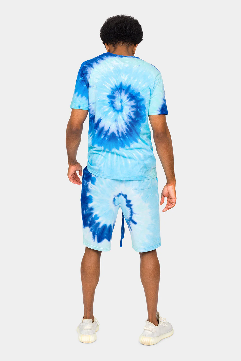 Pastel Contrast Swirl Tie Dye Cotton Shirt Shorts Set - Image 3
