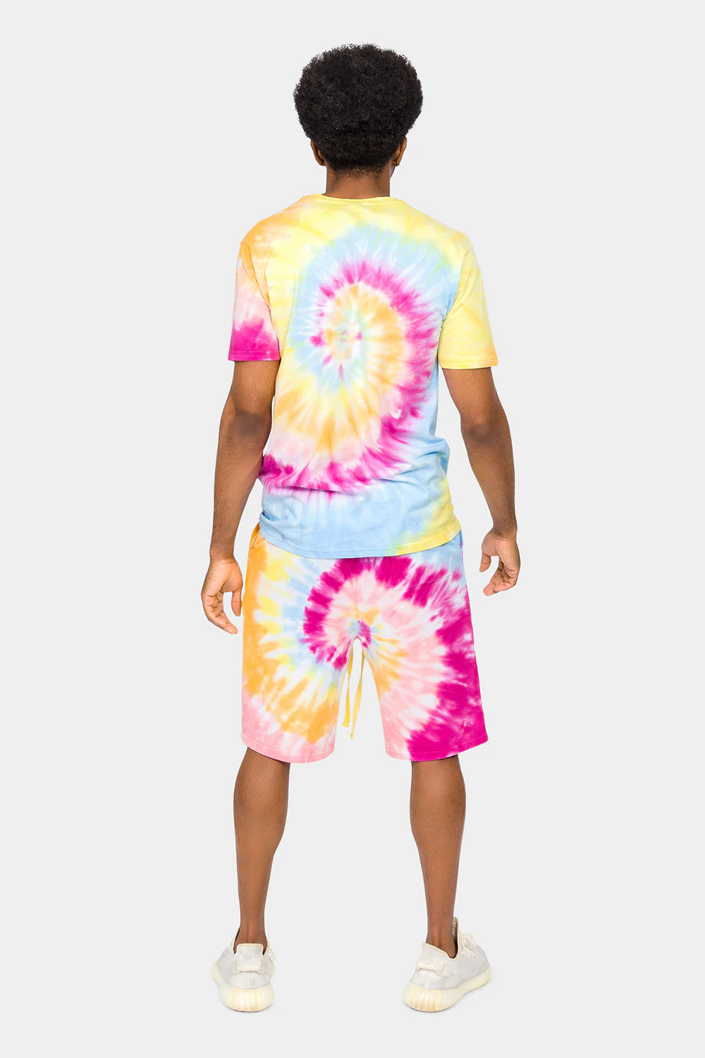 Pastel Contrast Swirl Tie Dye Cotton Shirt Shorts Set - Image 9