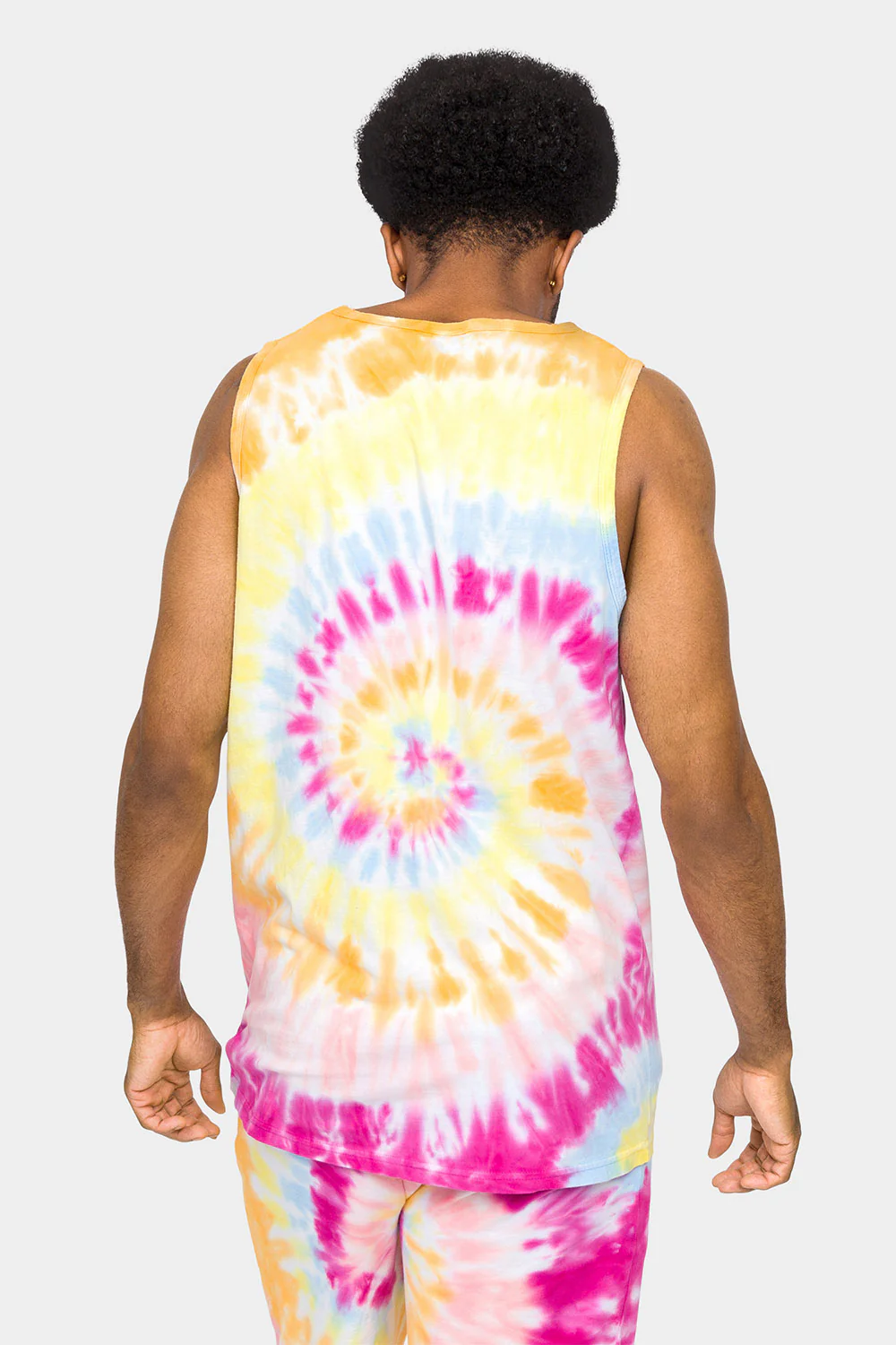 Pastel Contrast Swirl Tie Dye Cotton Tank Top - Image 8