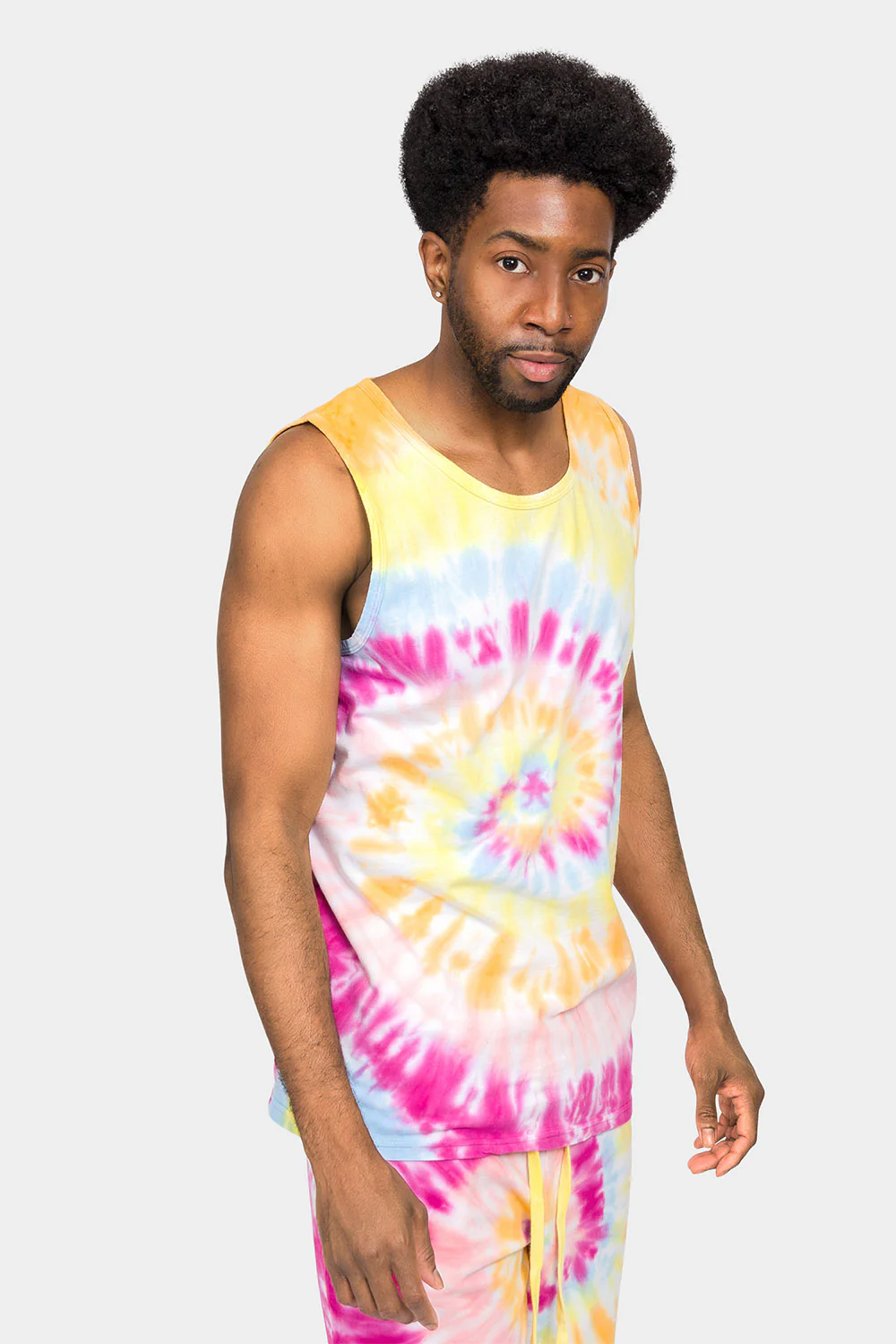 Pastel Contrast Swirl Tie Dye Cotton Tank Top - Image 9