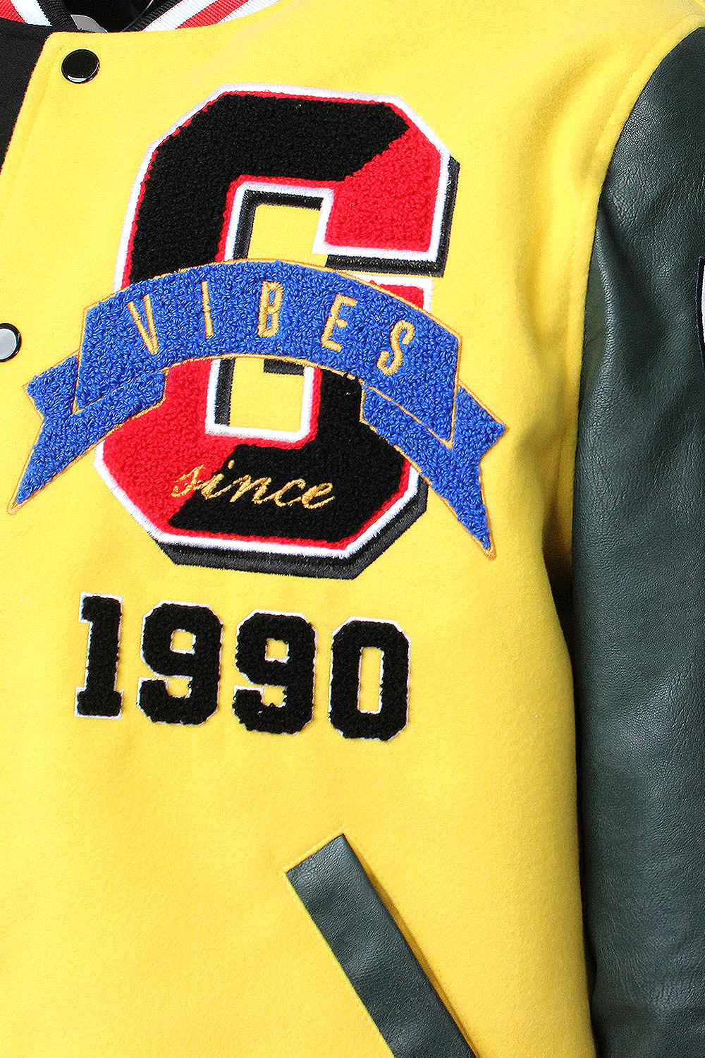 Patched Good Vibes Varsity Jacket - Image 3