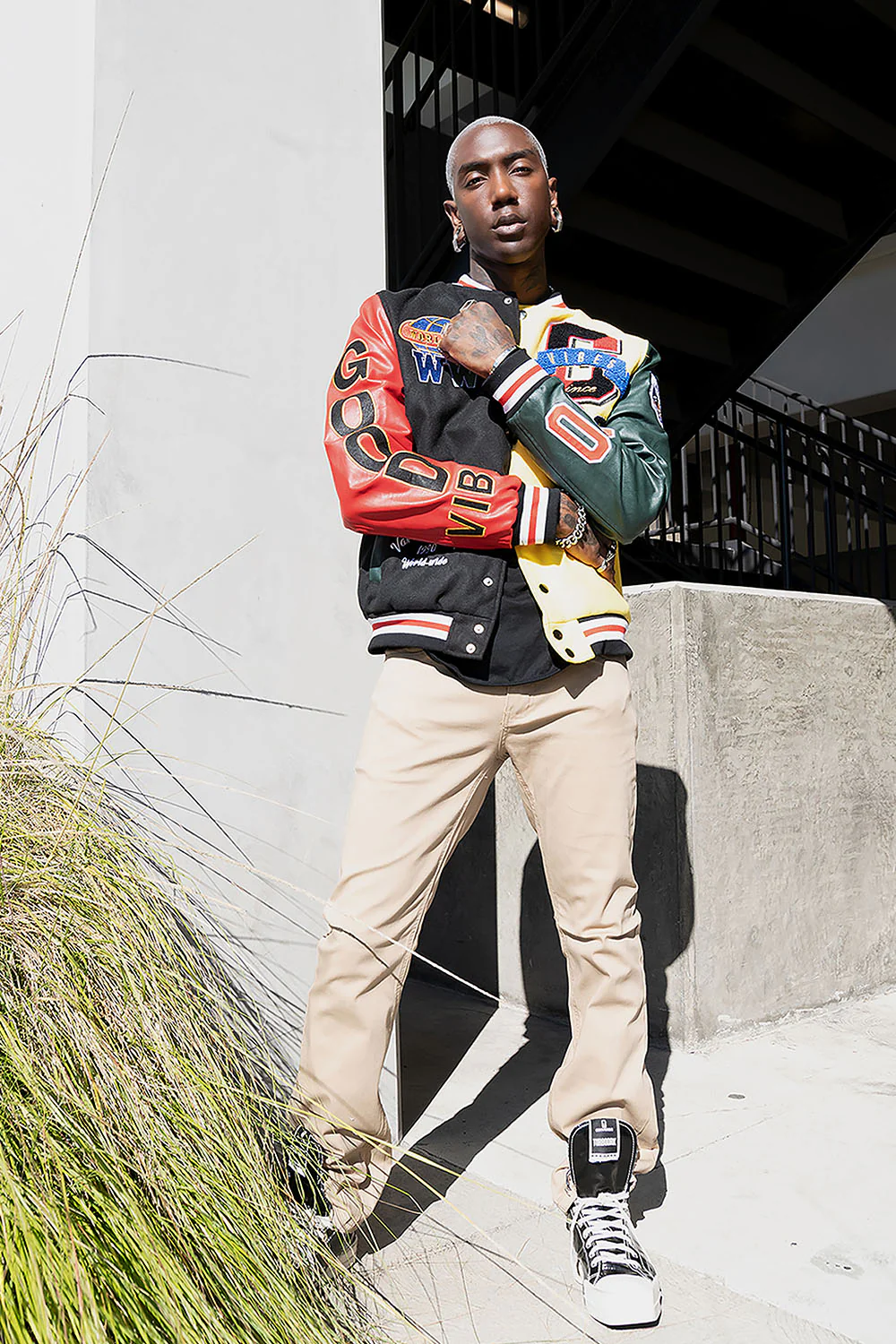 Patched Good Vibes Varsity Jacket - Image 4