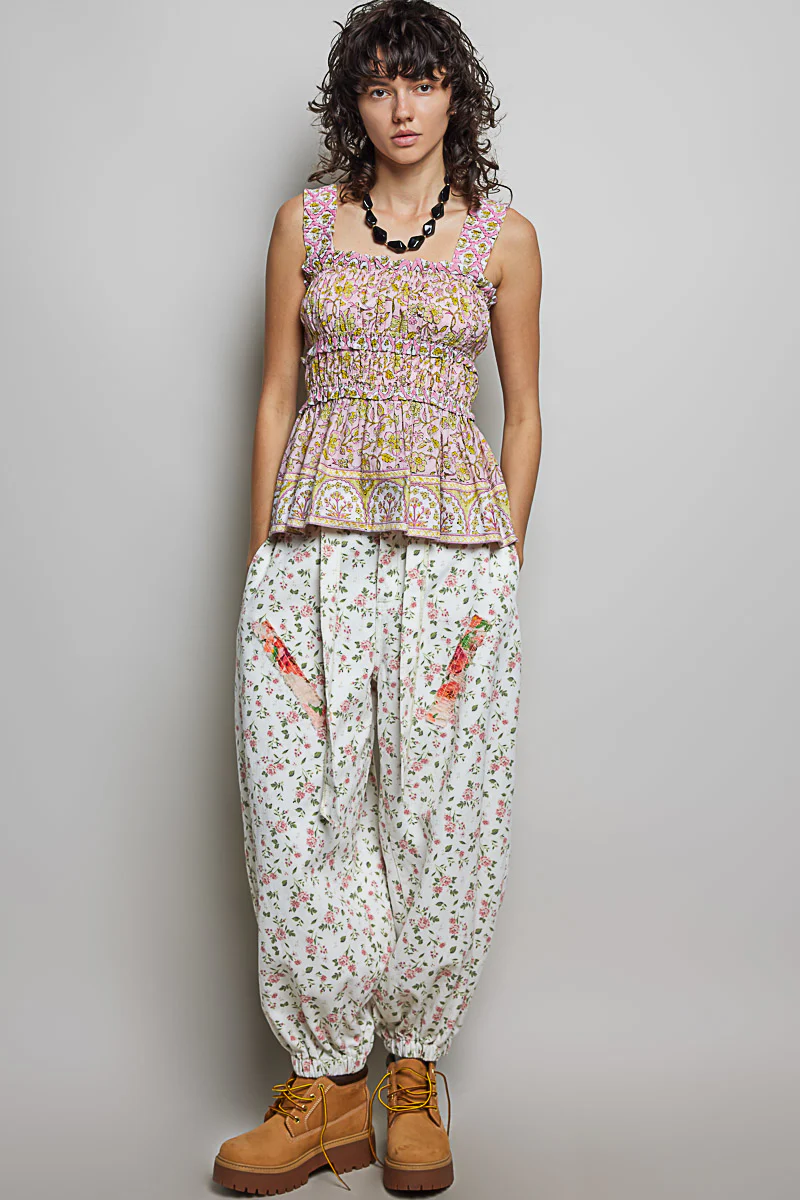 POL Smocked Printed Peplum Tank - Image 5