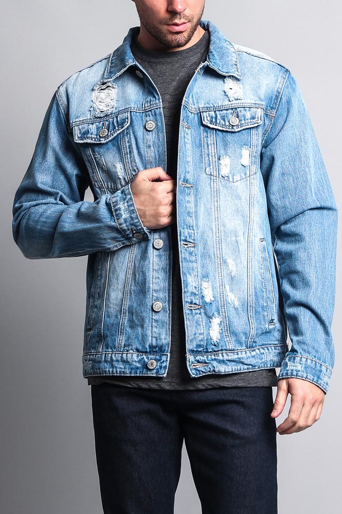 Premium Distressed Denim Jacket - Image 11