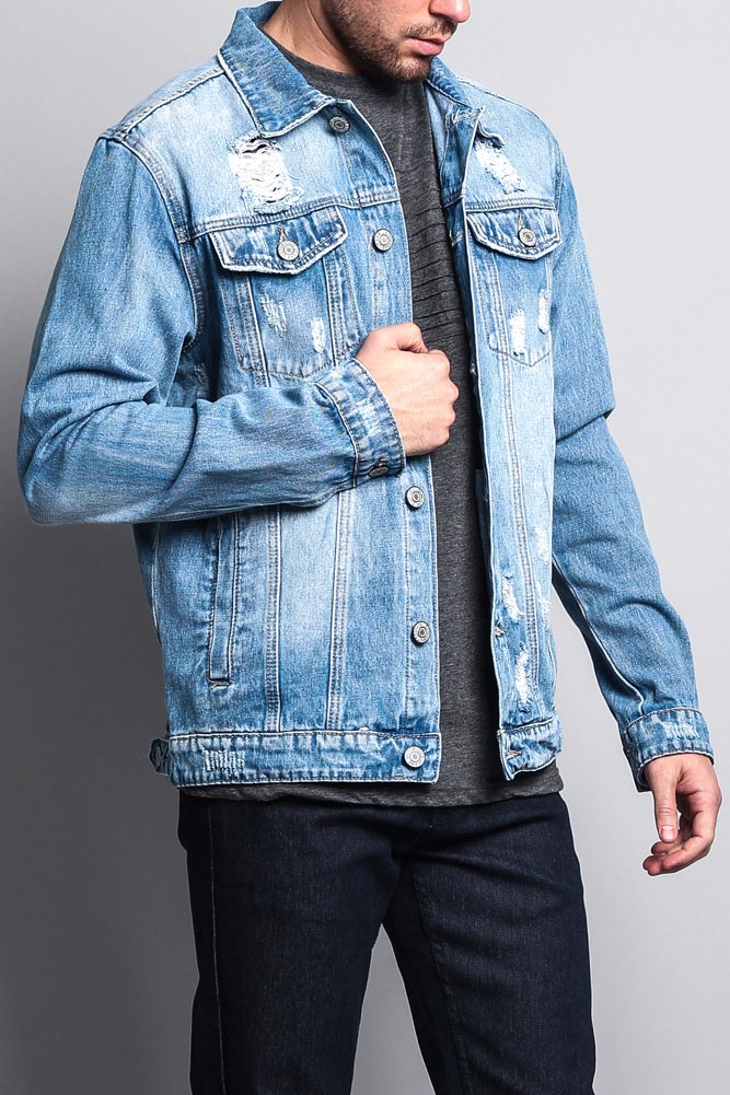 Premium Distressed Denim Jacket - Image 14