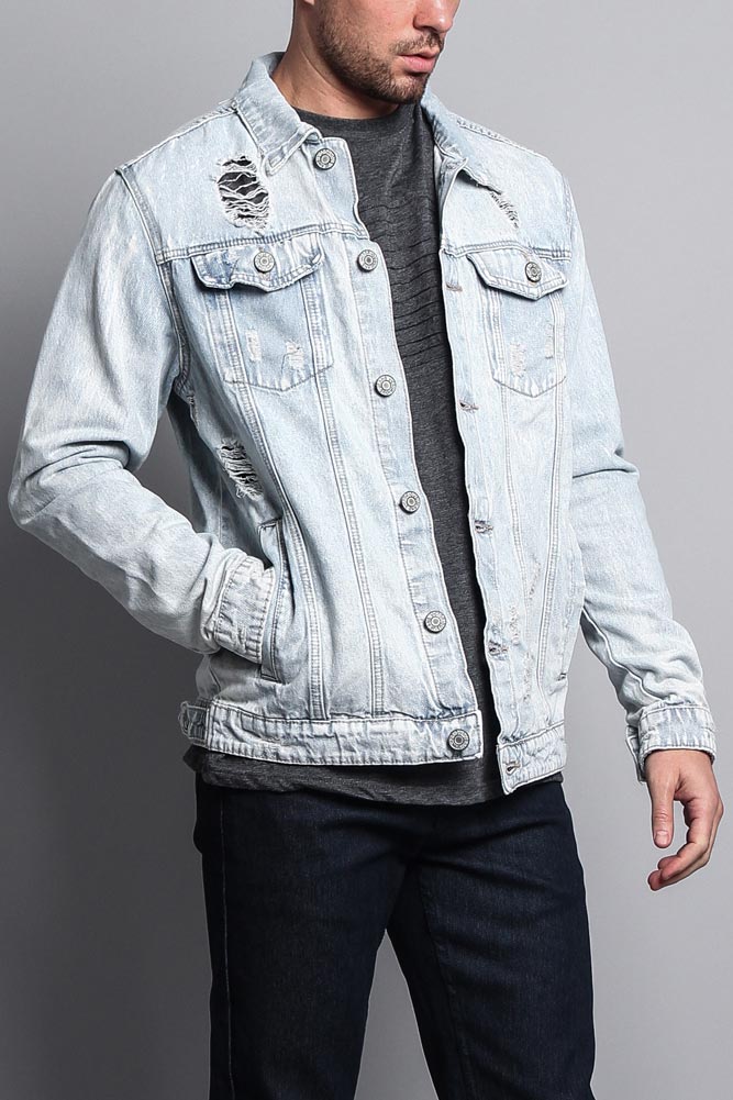 Premium Distressed Denim Jacket - Image 4