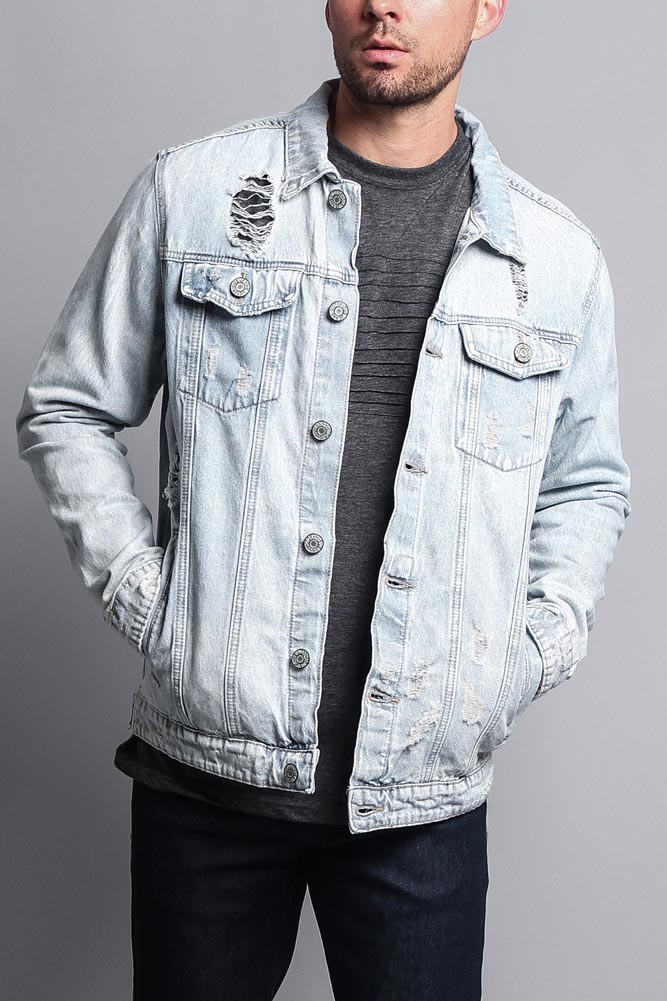 Premium Distressed Denim Jacket - Image 5