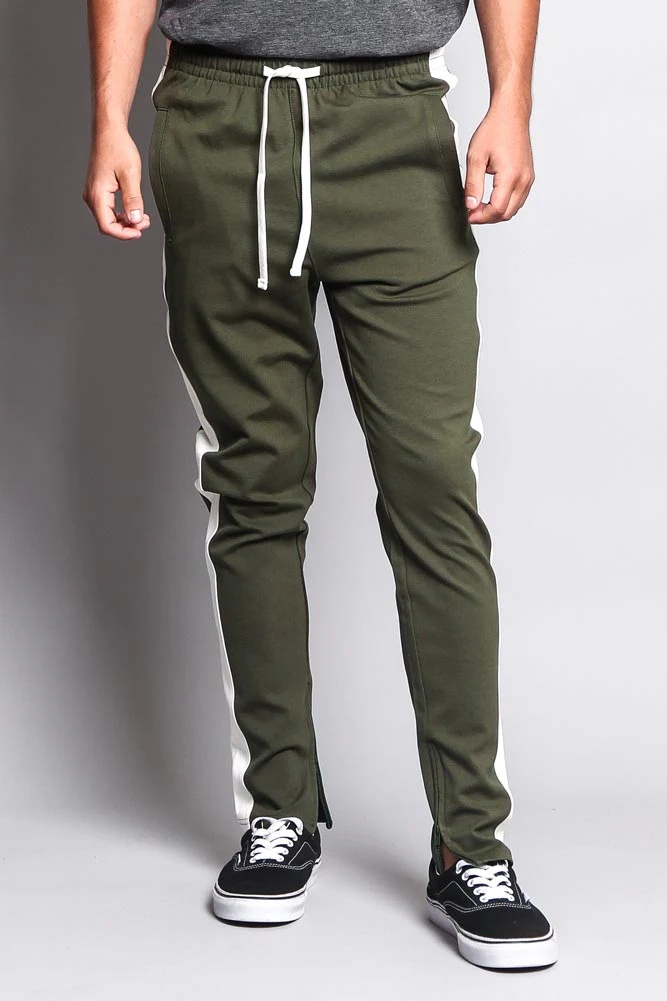 Premium Stretch Slim Fit Striped Track Pants - Image 37