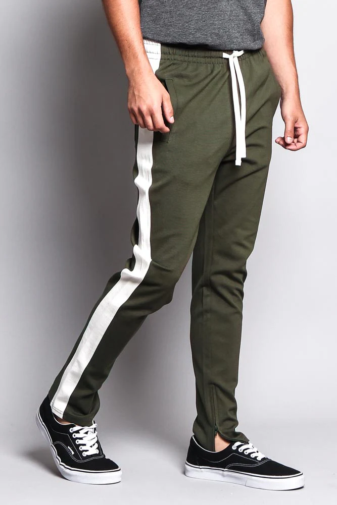 Premium Stretch Slim Fit Striped Track Pants - Image 41