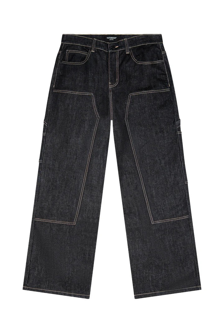 Raw Denim Baggy Fit Carpenter Jeans - Image 4