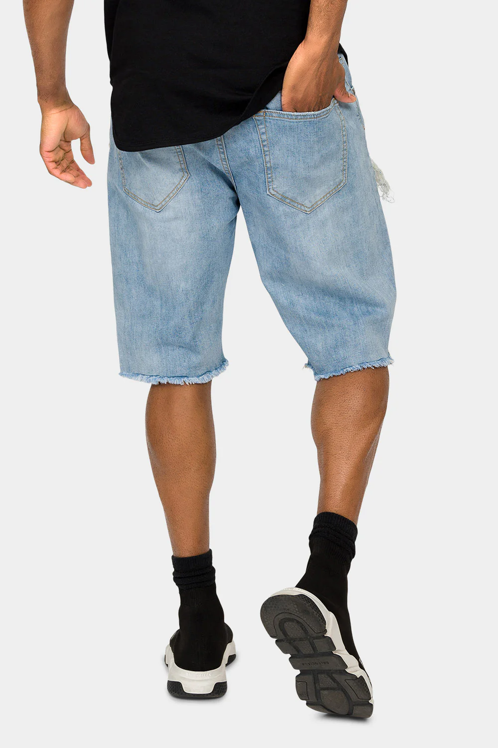 Ripped Bandana Repair Denim Shorts - Image 8