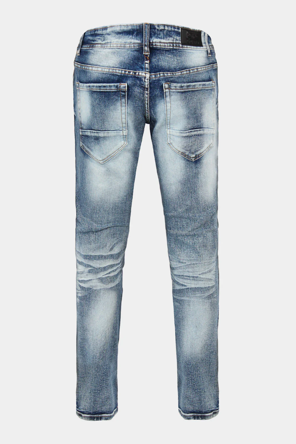 Ripped Jeweled Pu Cross Denim Jeans - Image 3