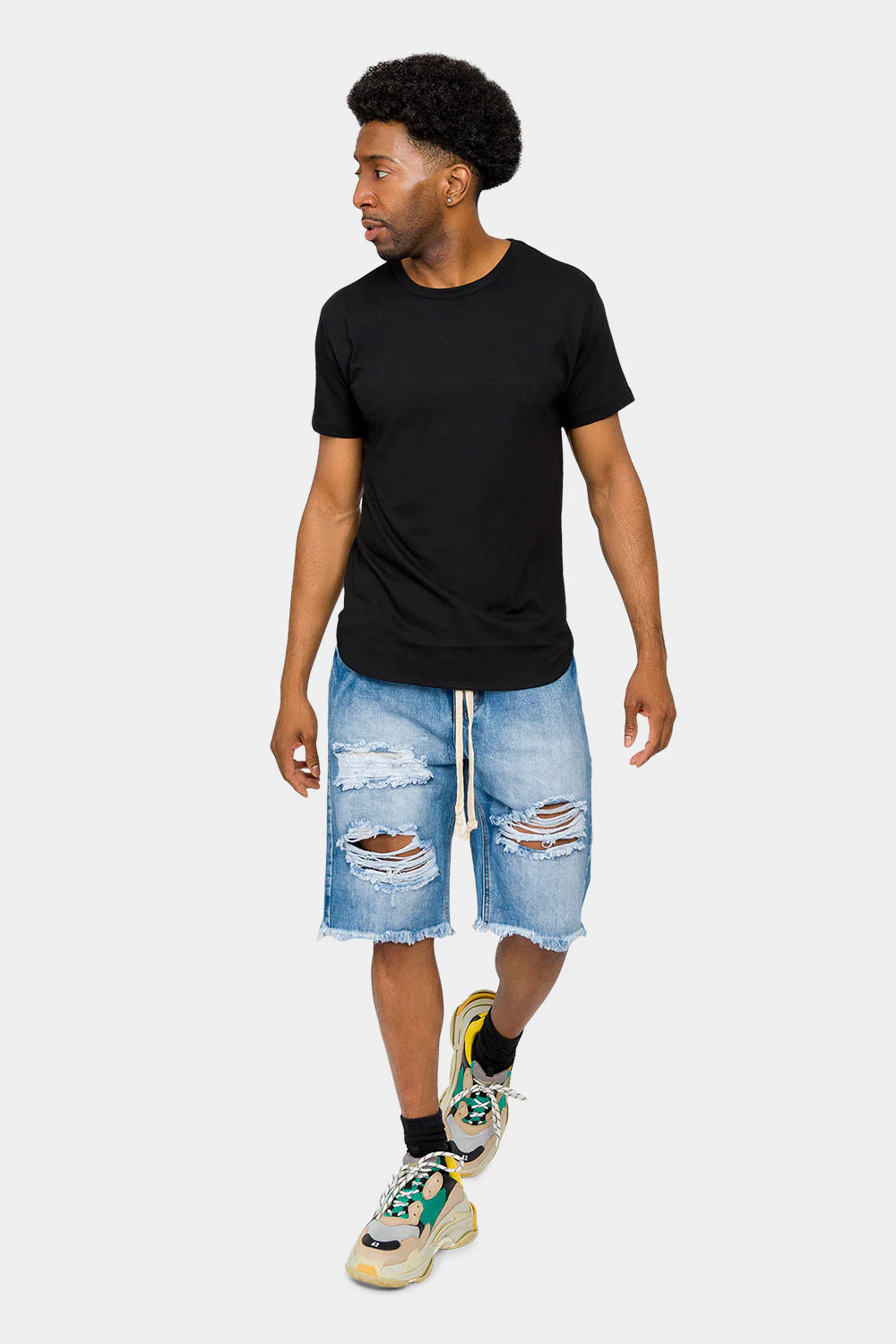 Ripped Raw Hem Denim Shorts - Image 10