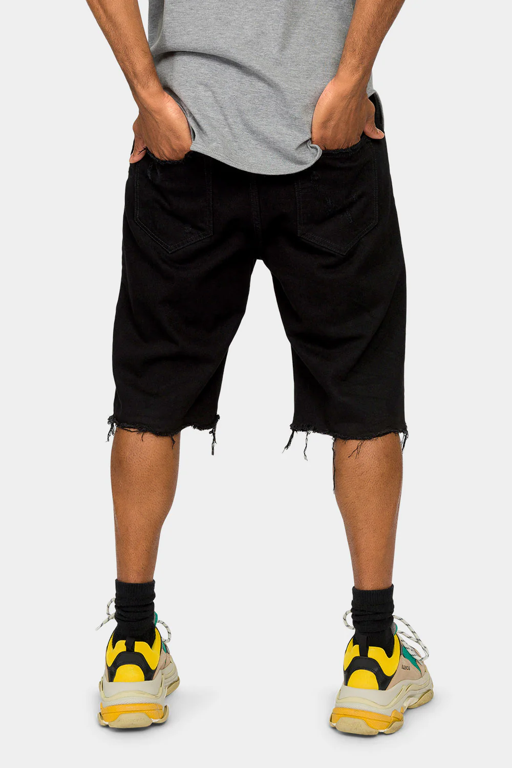 Ripped Raw Hem Denim Shorts - Image 3