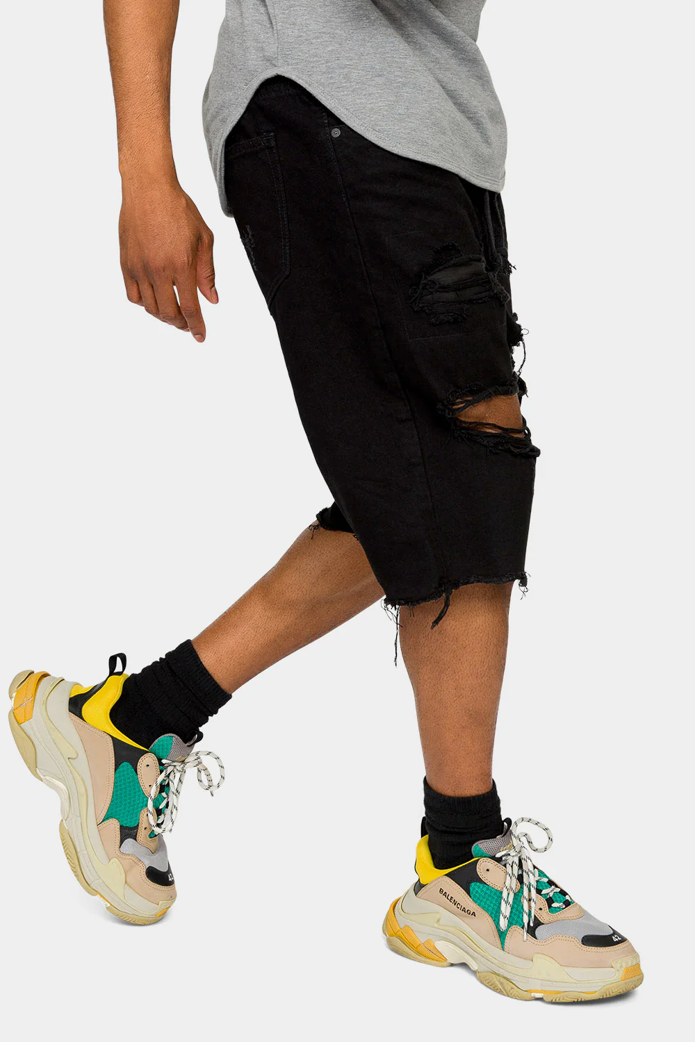 Ripped Raw Hem Denim Shorts - Image 4