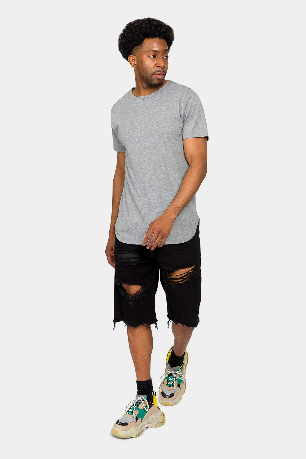 Ripped Raw Hem Denim Shorts - Image 5