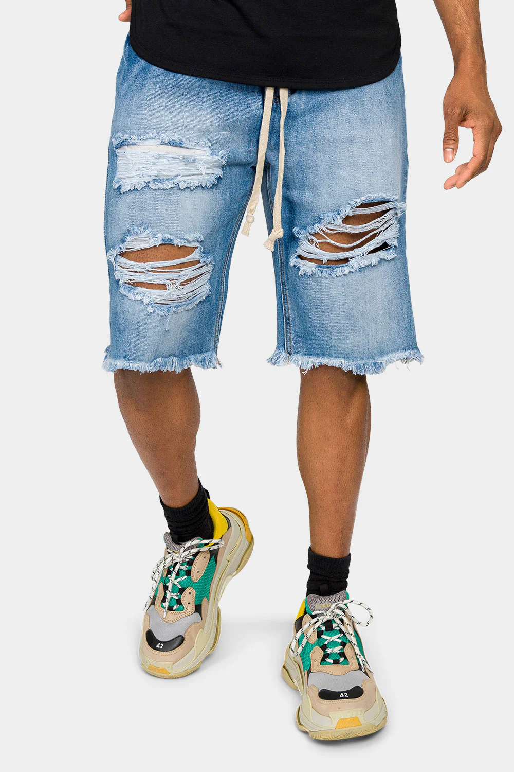 Ripped Raw Hem Denim Shorts - Image 6