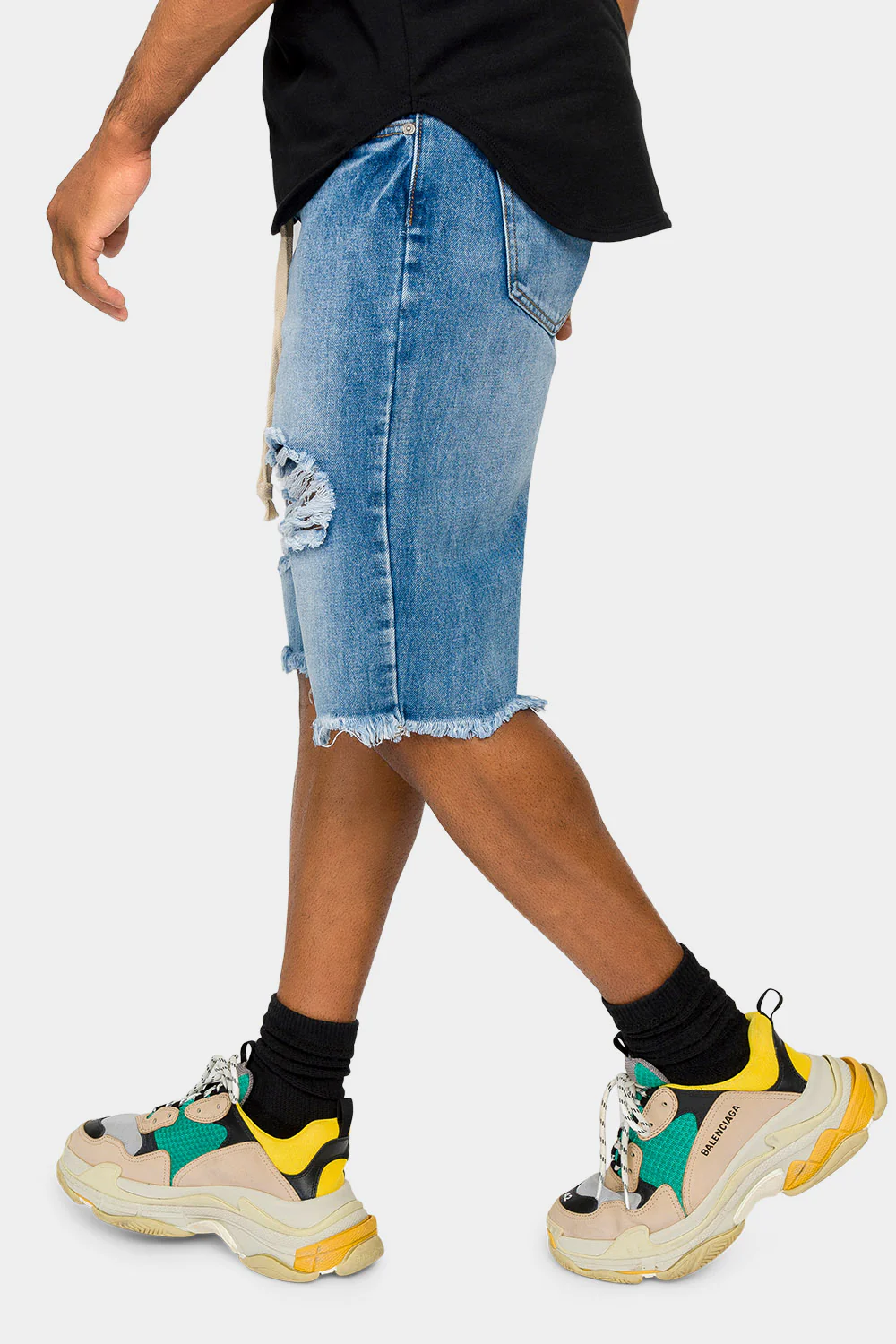 Ripped Raw Hem Denim Shorts - Image 7