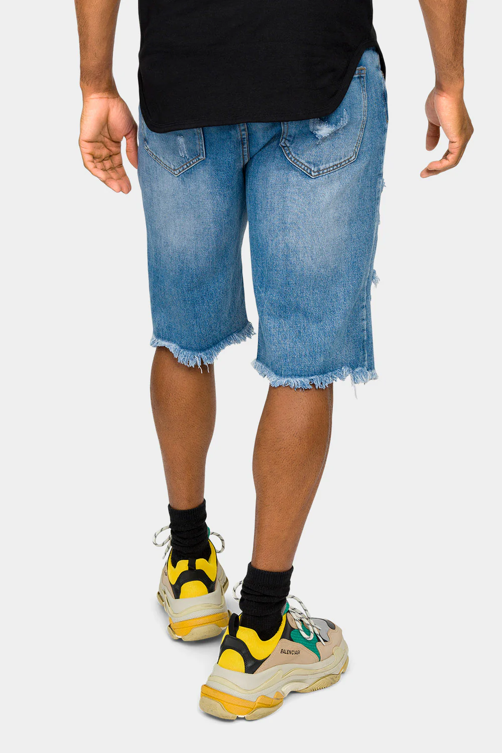 Ripped Raw Hem Denim Shorts - Image 8