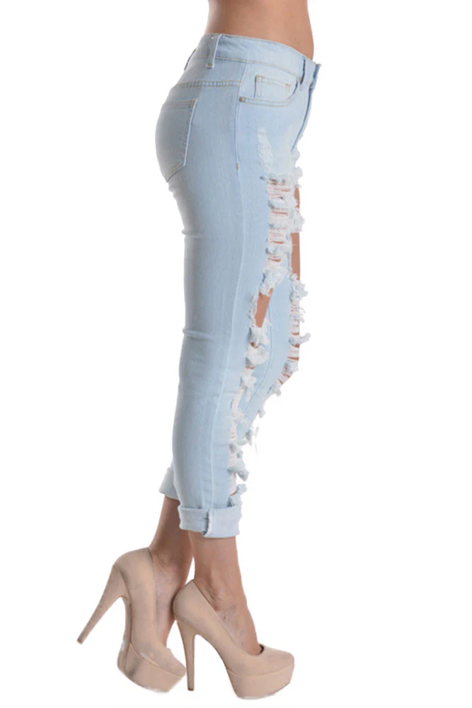 Ripped Roll-Up Skinny Jeans - Image 10
