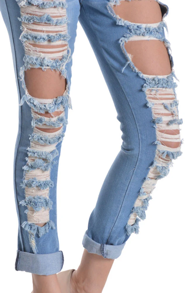 Ripped Roll-Up Skinny Jeans - Image 4