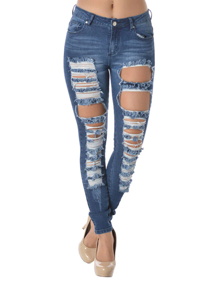 Ripped Roll-Up Skinny Jeans - Image 5