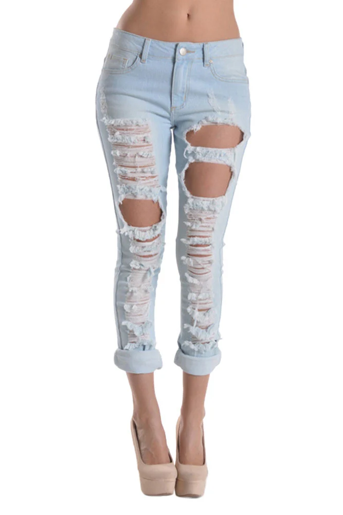 Ripped Roll-Up Skinny Jeans - Image 9