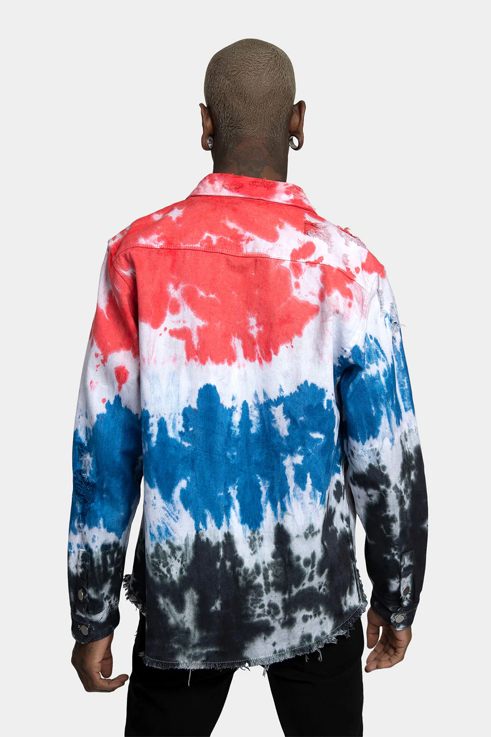Ripped Tie Dye Denim Jacket - Image 3