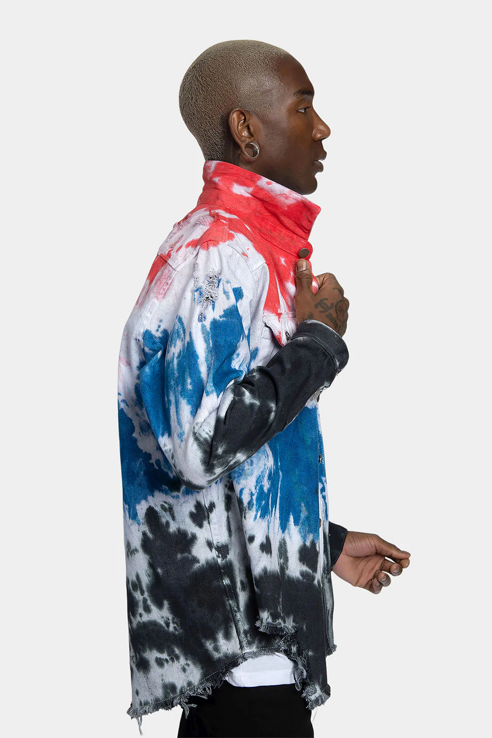 Ripped Tie Dye Denim Jacket - Image 4