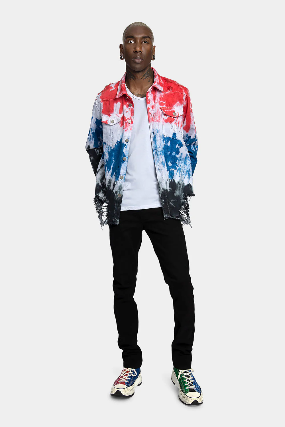 Ripped Tie Dye Denim Jacket - Image 5