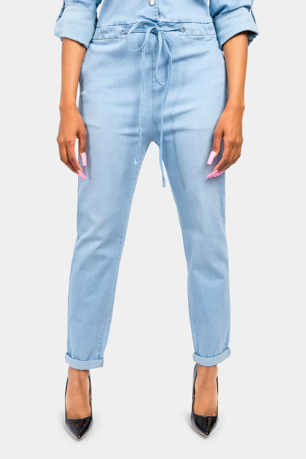 Loose Chain Back Denim Jumpsuit - Image 11