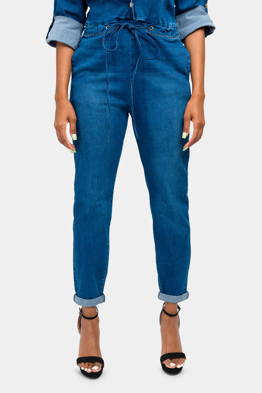 Loose Chain Back Denim Jumpsuit - Image 6
