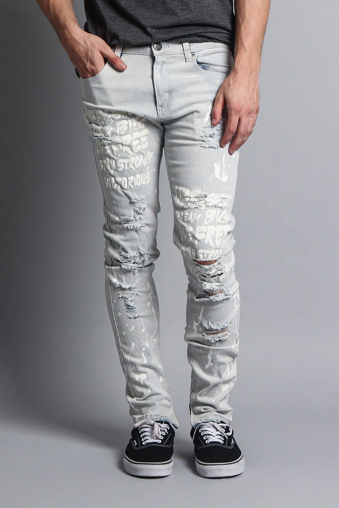 Scribbled Bleach Washed Jeans - Image 2
