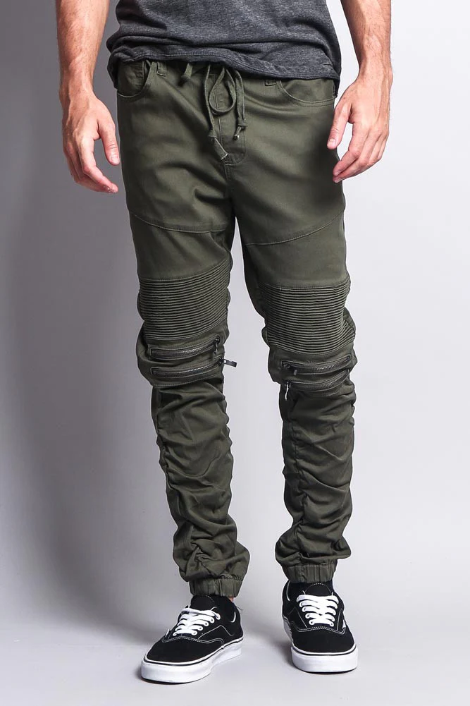 Scrunch Stacked Biker Twill Jogger Pants - Image 11