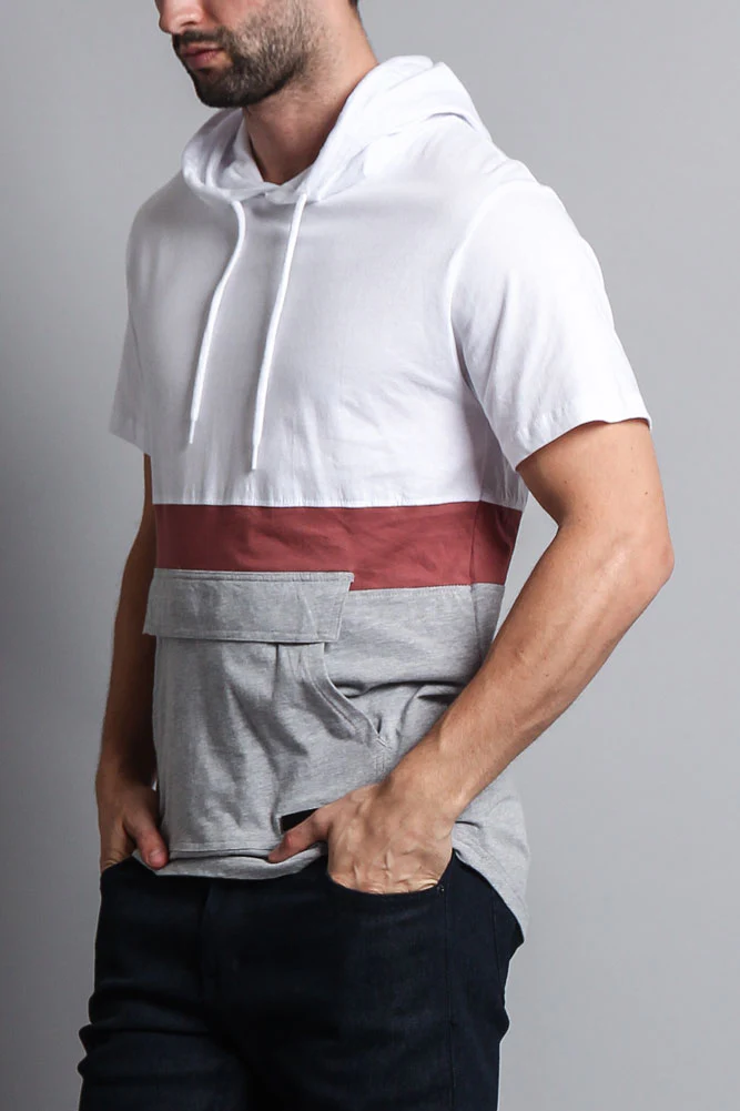 Short Sleeve Color Block Hooded Anorak - Image 31