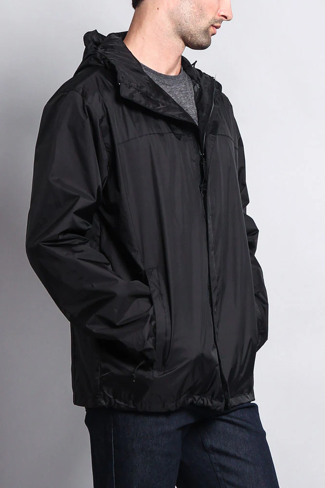 Solid Color Classic Hooded Windbreaker Jacket - Image 12