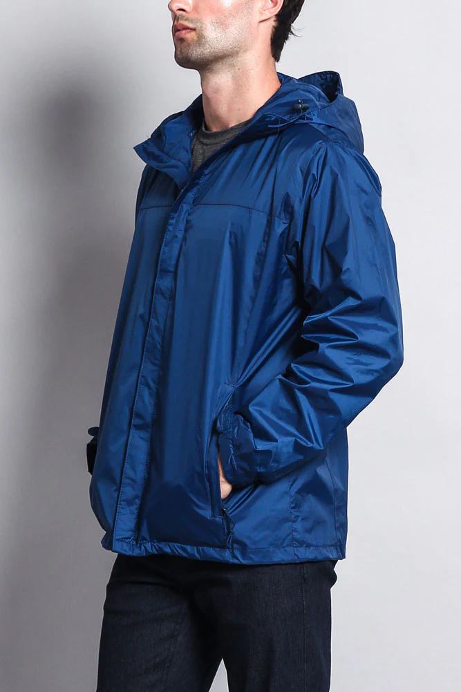 Solid Color Classic Hooded Windbreaker Jacket - Image 3