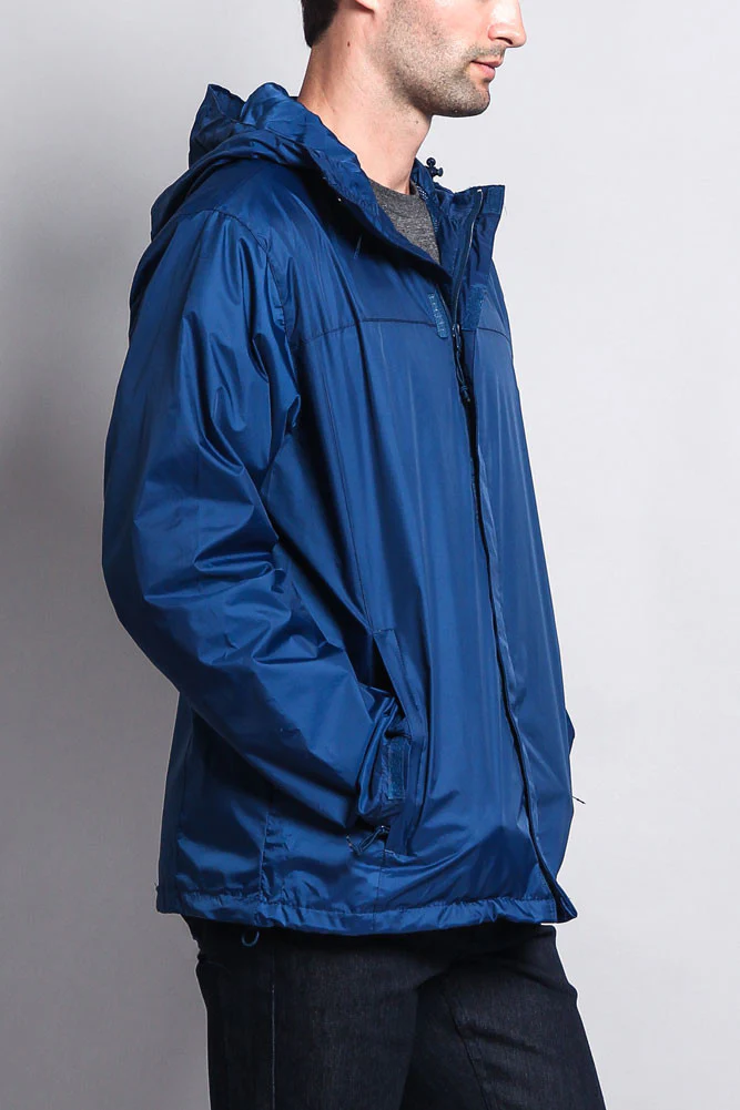 Solid Color Classic Hooded Windbreaker Jacket - Image 5