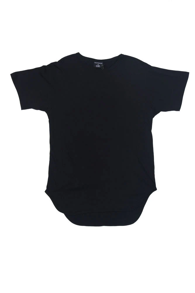 Solid Color Long Length Curved Hem T-Shirt - Image 11