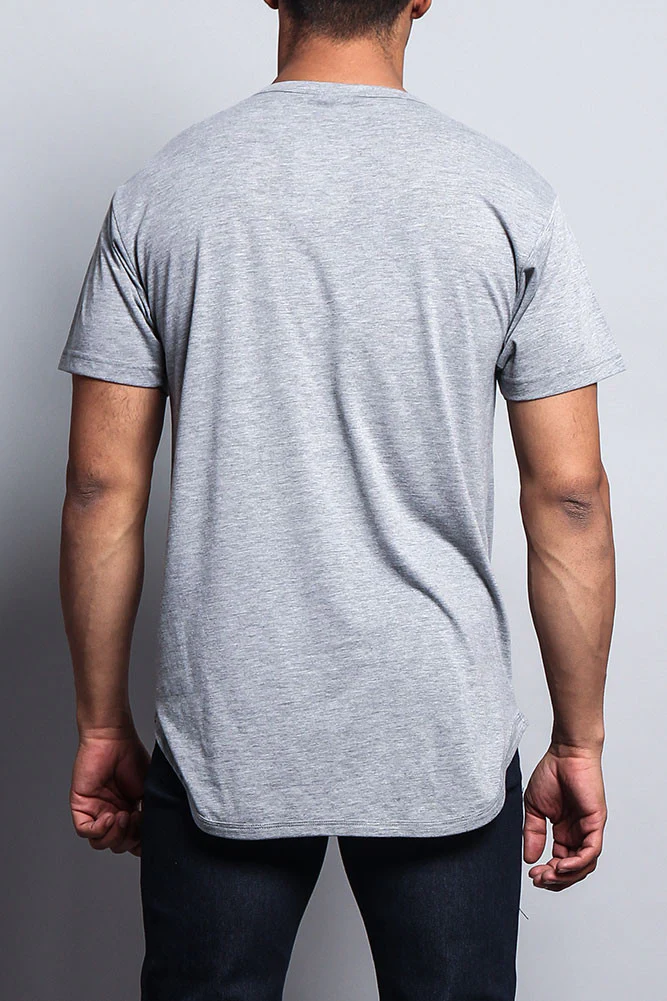 Solid Color Long Length Curved Hem T-Shirt - Image 14