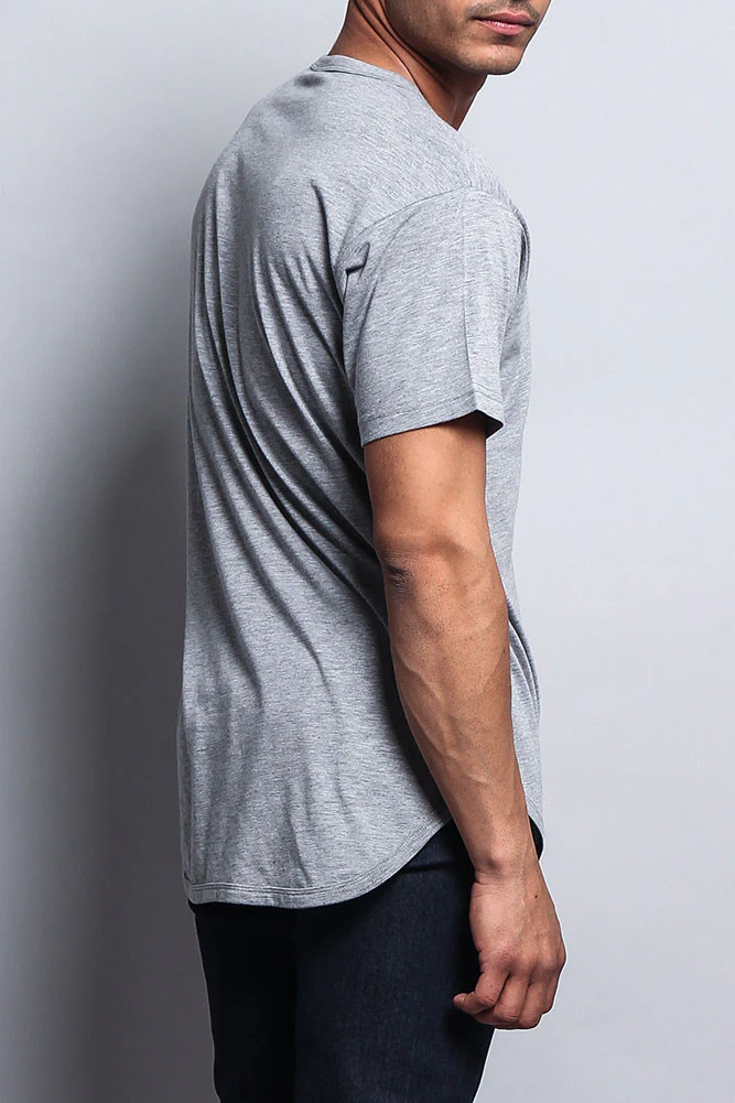 Solid Color Long Length Curved Hem T-Shirt - Image 15