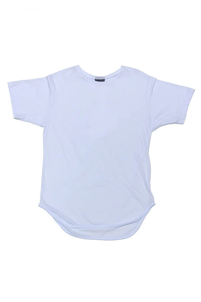 Solid Color Long Length Curved Hem T-Shirt - Image 22