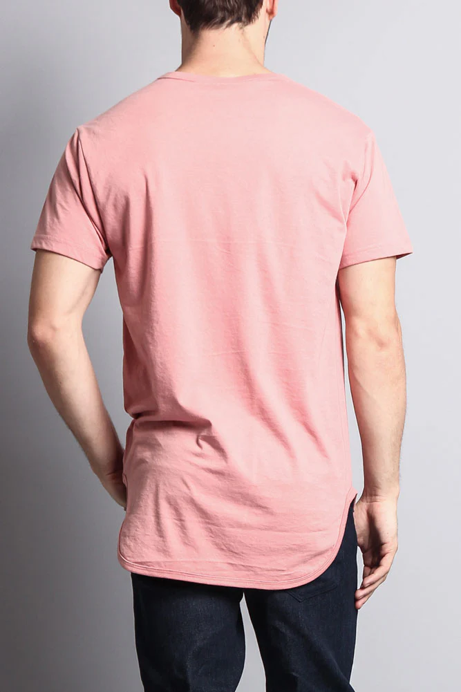 Solid Color Long Length Curved Hem T-Shirt - Image 26