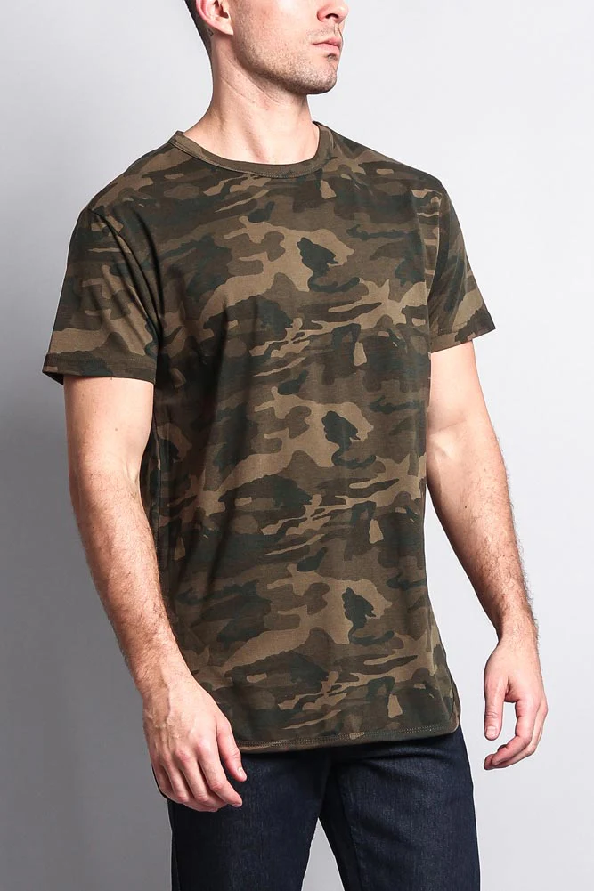 Solid Color Long Length Curved Hem T-Shirt - Image 36
