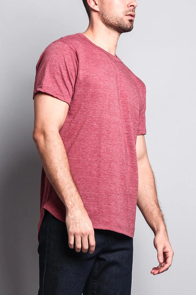 Solid Color Long Length Curved Hem T-Shirt - Image 41