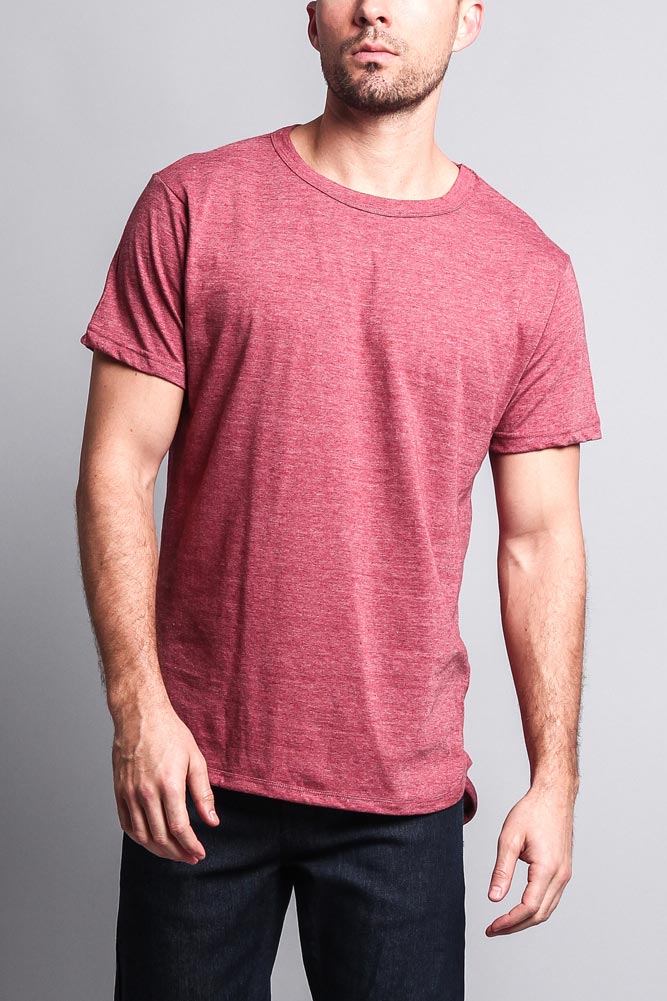 Solid Color Long Length Curved Hem T-Shirt - Image 42