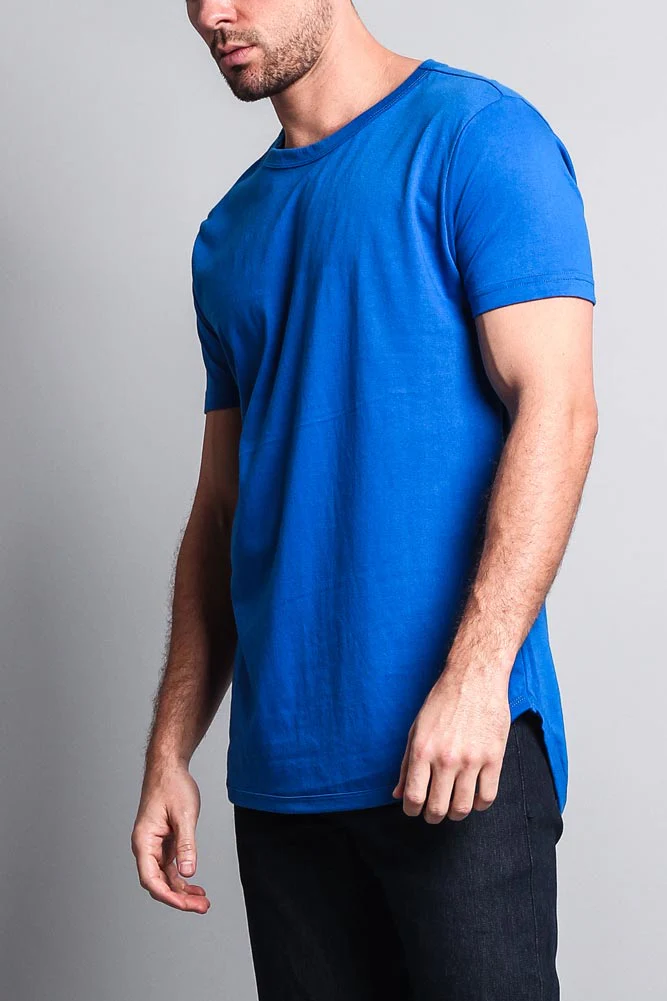 Solid Color Long Length Curved Hem T-Shirt - Image 44